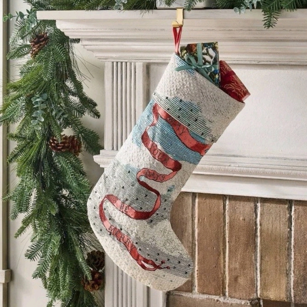 NWT John Derian for Target May Your days Be Merry Stocking Christmas Xmas